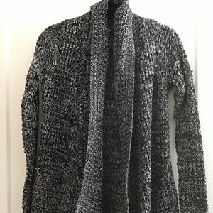 Black and white cardigan drape sweater